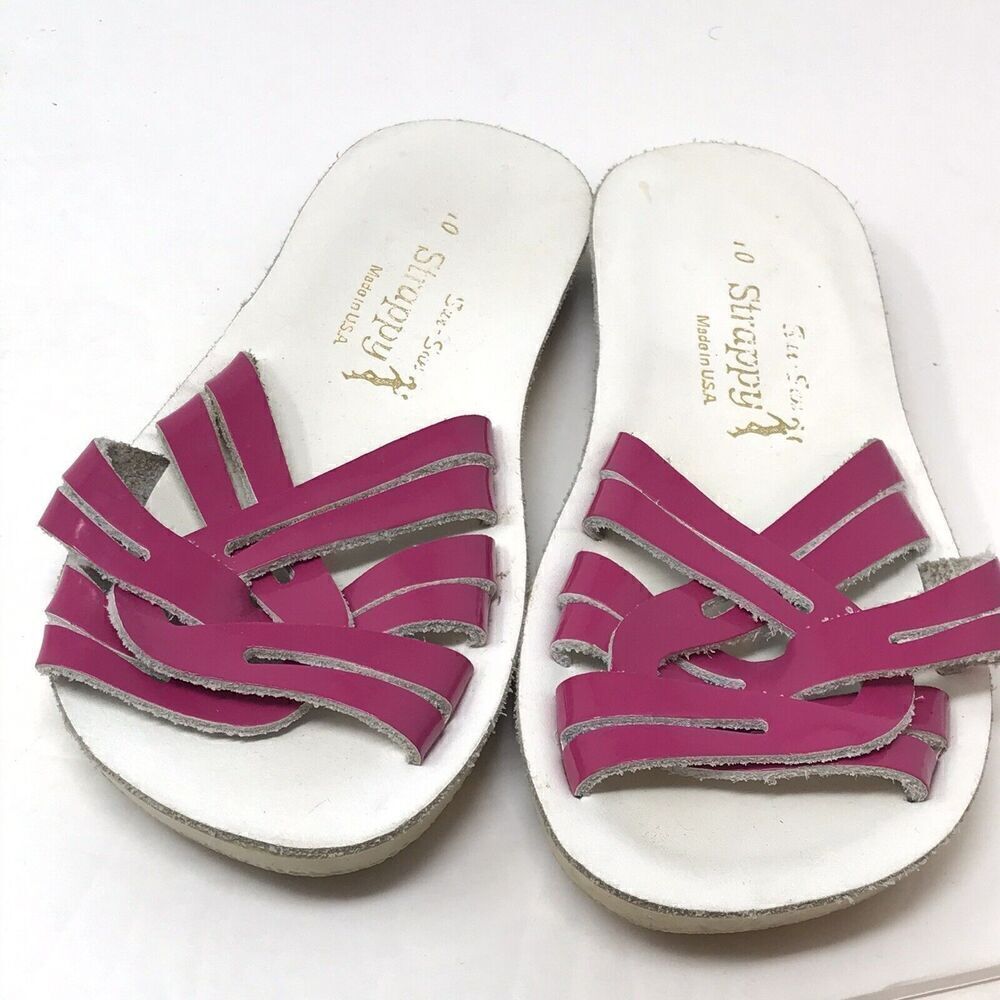 Saltwater Sandals Girls Sun San Size 10 Pink Leather Waterproof Shoes Flip Flops